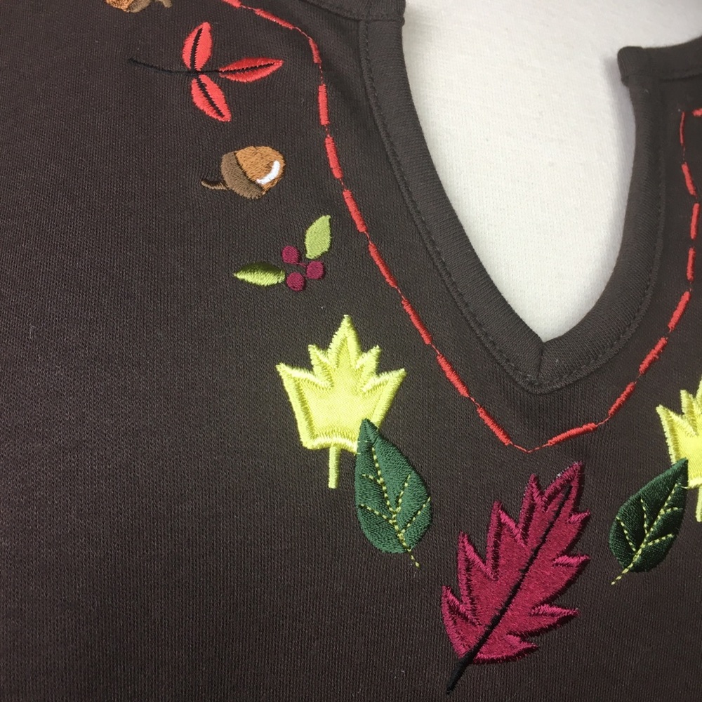 Crystal - Kobe Autumn Embroidery Dressy Tee 3/4 Sleeve - Picture 6 of 10